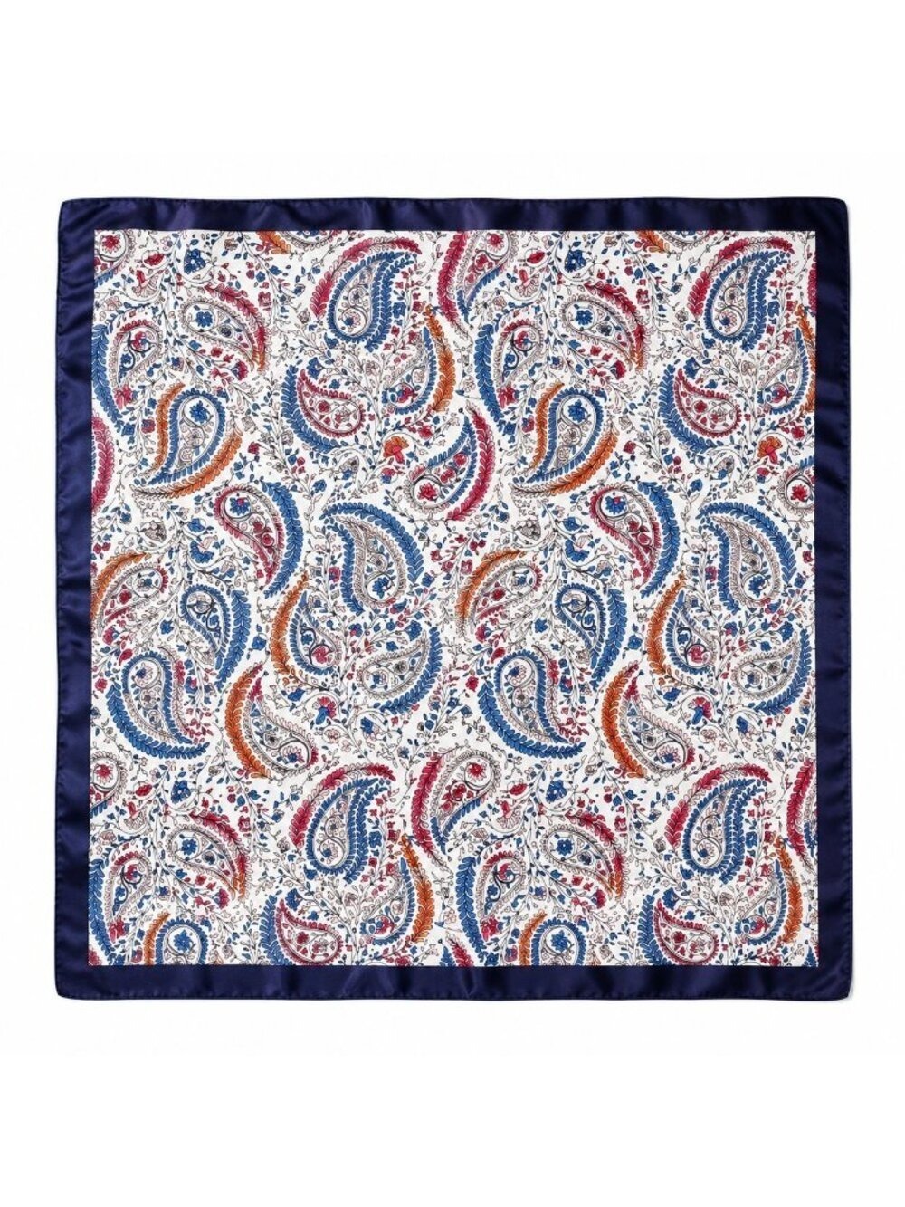 Paisley Satin Scarf 35x35 Navy Blue Red White Hair Scarf Neck Scarf
